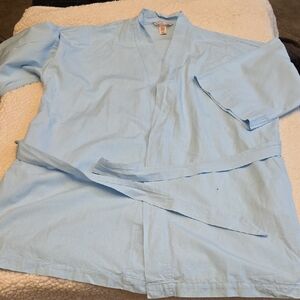 Light Blue Men's Kimono-Style Wrap Shirt - Unbranded